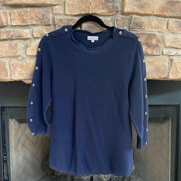 Joseph A navy blue sweater with gold button details on sleeves. Size XL - Picture 1 of 9